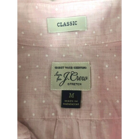 J Crew Men's Pink Polka Dot Cotton Stretch Button Up Shirt Medium - Picture 4 of 8